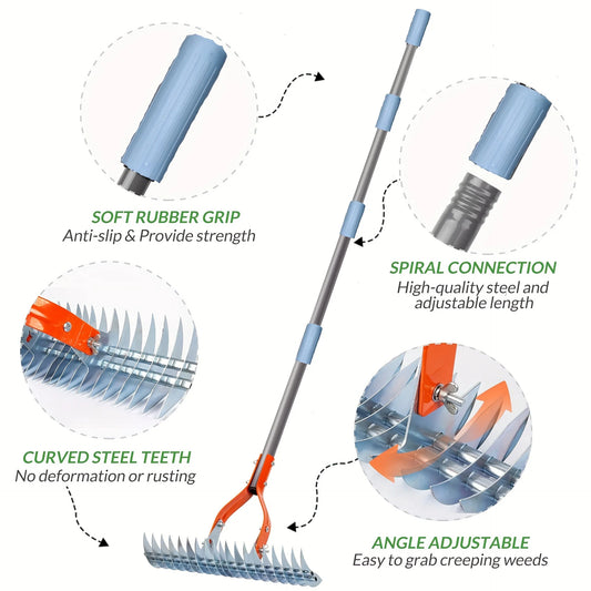 Lawn Thatching Rake Robust Dethatcher Rake Versatile Grass Grooming Rake for Cleaning Dead Grass, Yard Garden Durable Soil Rake