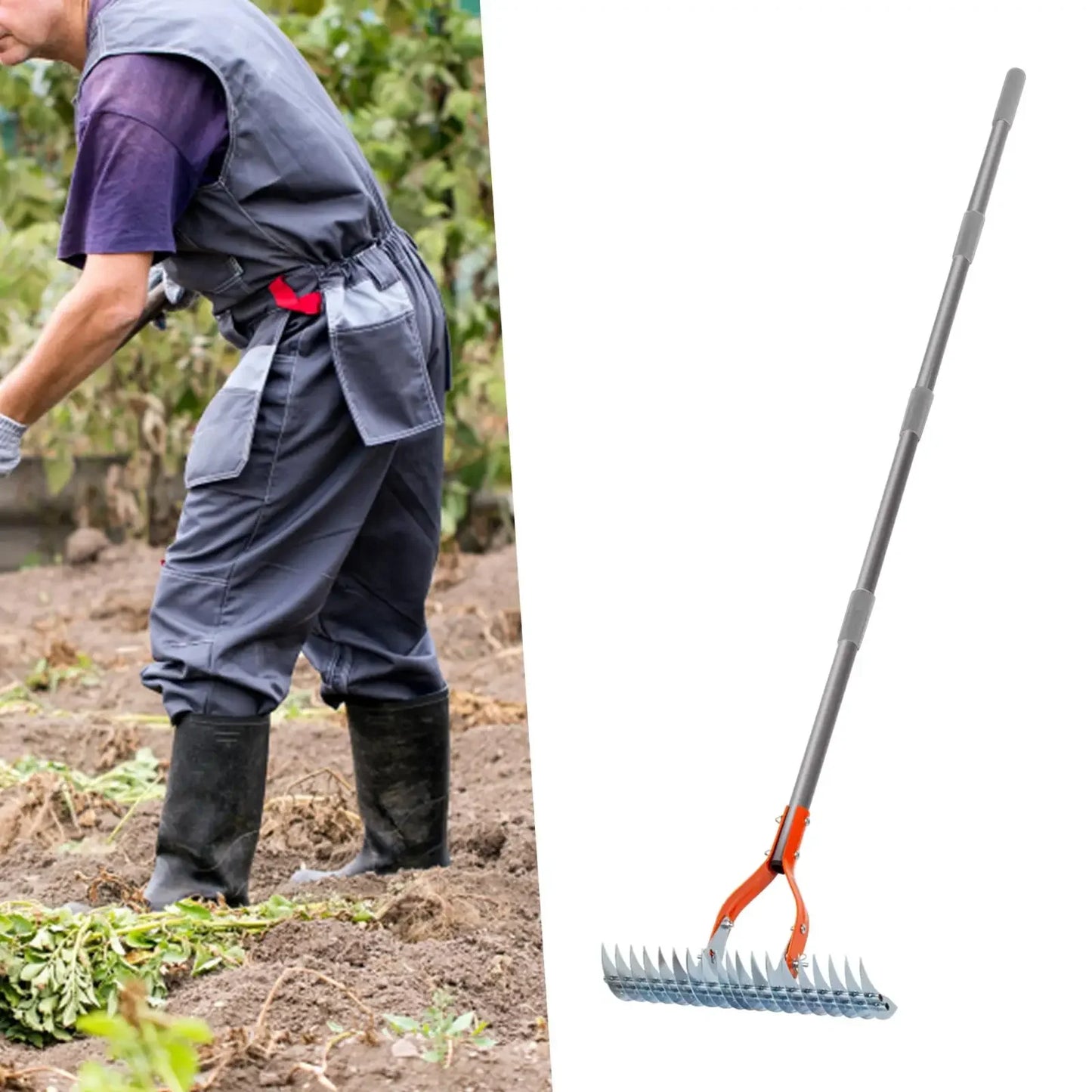 Lawn Thatching Rake Robust Dethatcher Rake Versatile Grass Grooming Rake for Cleaning Dead Grass, Yard Garden Durable Soil Rake