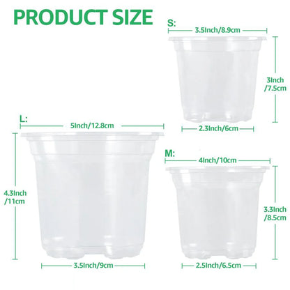 Plant Nursery Pots 5/4/3.5 Inch, Transparent Plastic Planter with Drainage Hole for Indoor Succulent, Seed Starting Pot Flower